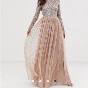 ASOS Maya Long Sleeve Maxi in Blush and Taupe